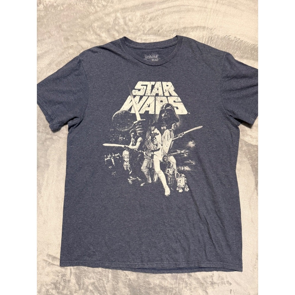 Star Wars Graphic T-Shirt Mens Large Blue Mad Engine Heathered Short Sleeve Tee